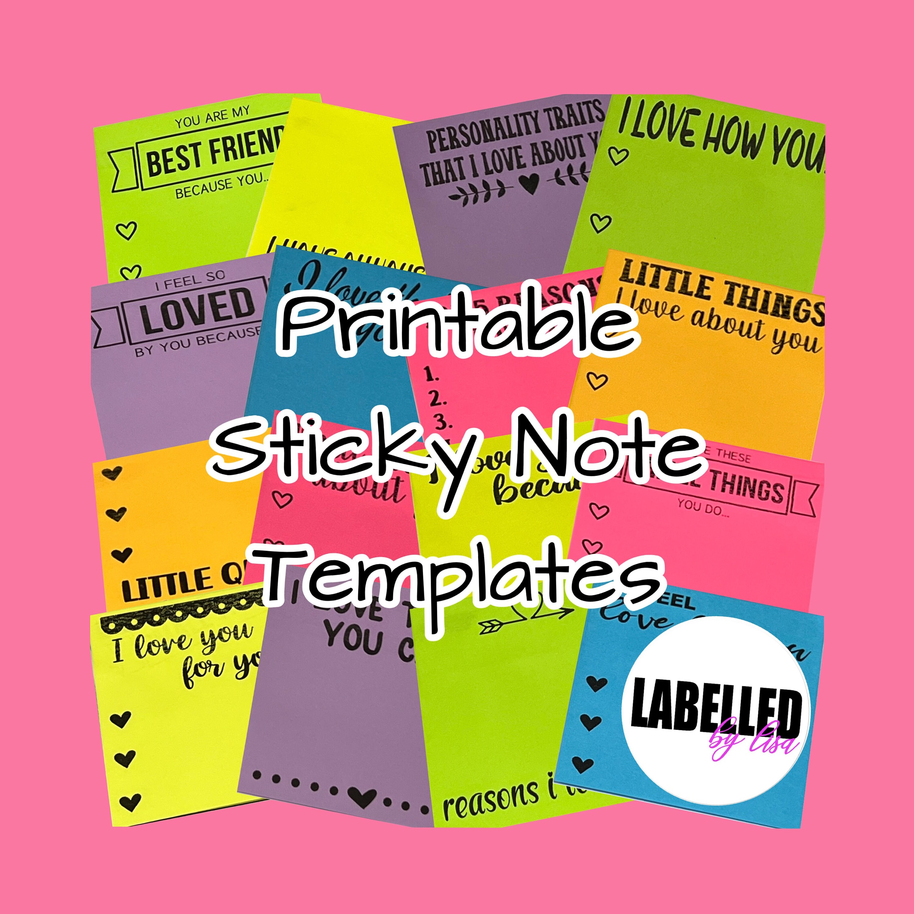 Sticky Notes Printable Templates, Sticky Note Love Notes Valentines Day