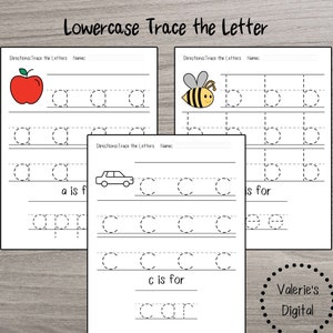 26 Alphabet Worksheets Lowercase, Trace the Letter, Preschool, Kindergarten, Learning Activity, A-Z, Homeschool, Alphabet Trace, ABC