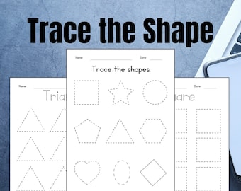 Trace the Shape Worksheets PDF, Preschool Shapes Tracing Pages, Basic Shape Recognition Printable, Kindergarten Shape Activity