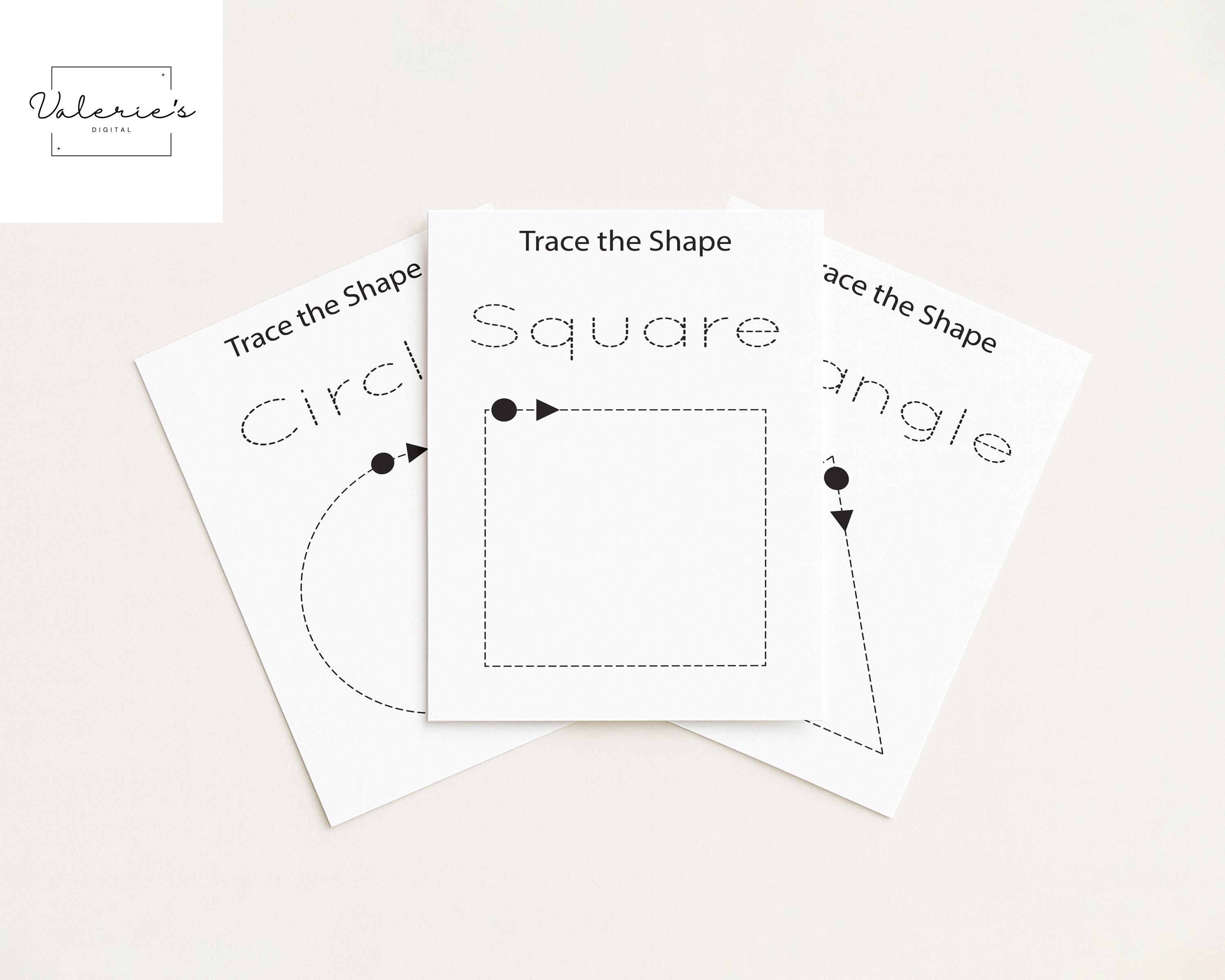 30 Printable Trace the Shape Worksheets, Preschool, Basic Shape ...