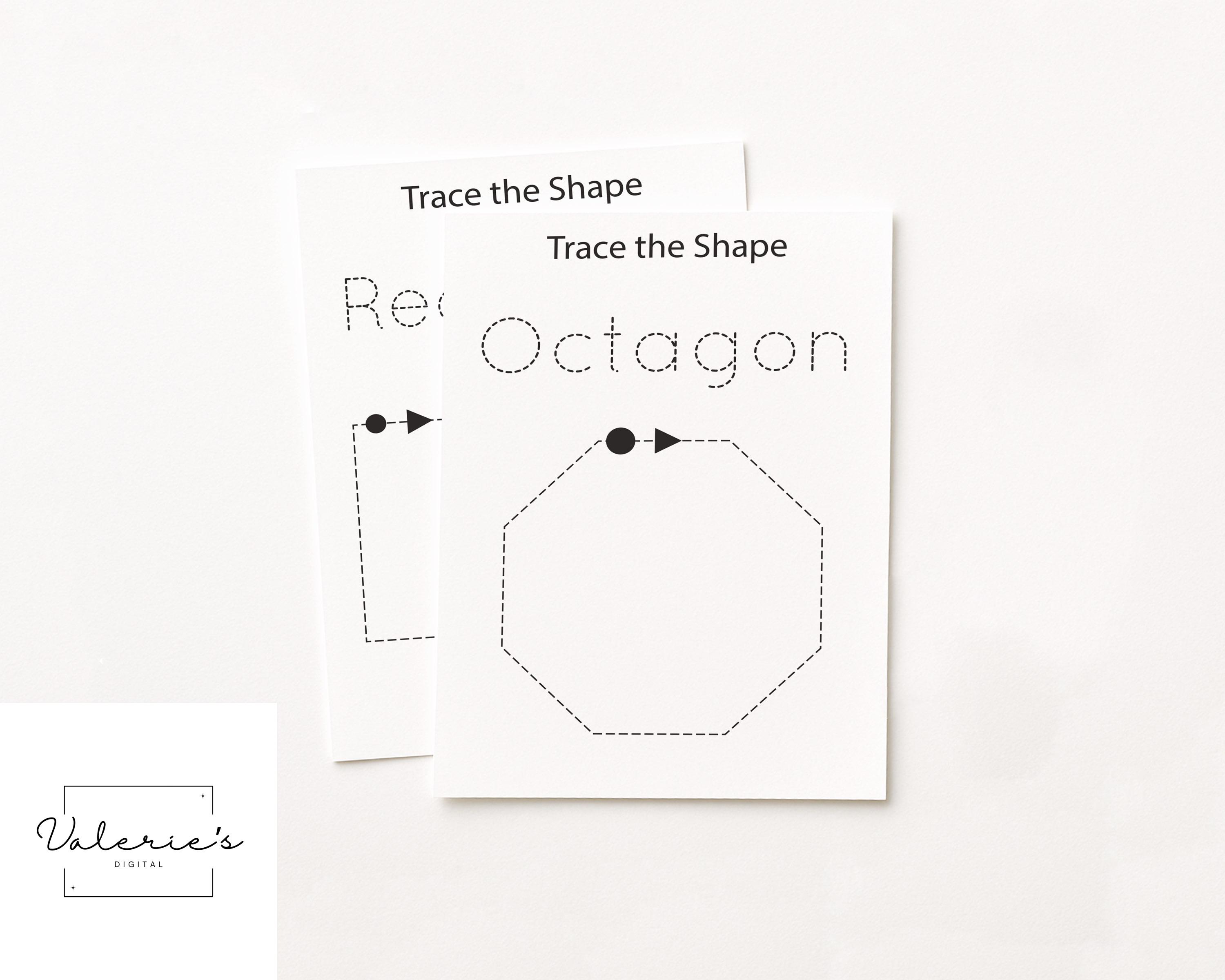 30 Printable Trace the Shape Worksheets, Preschool, Basic Shape ...