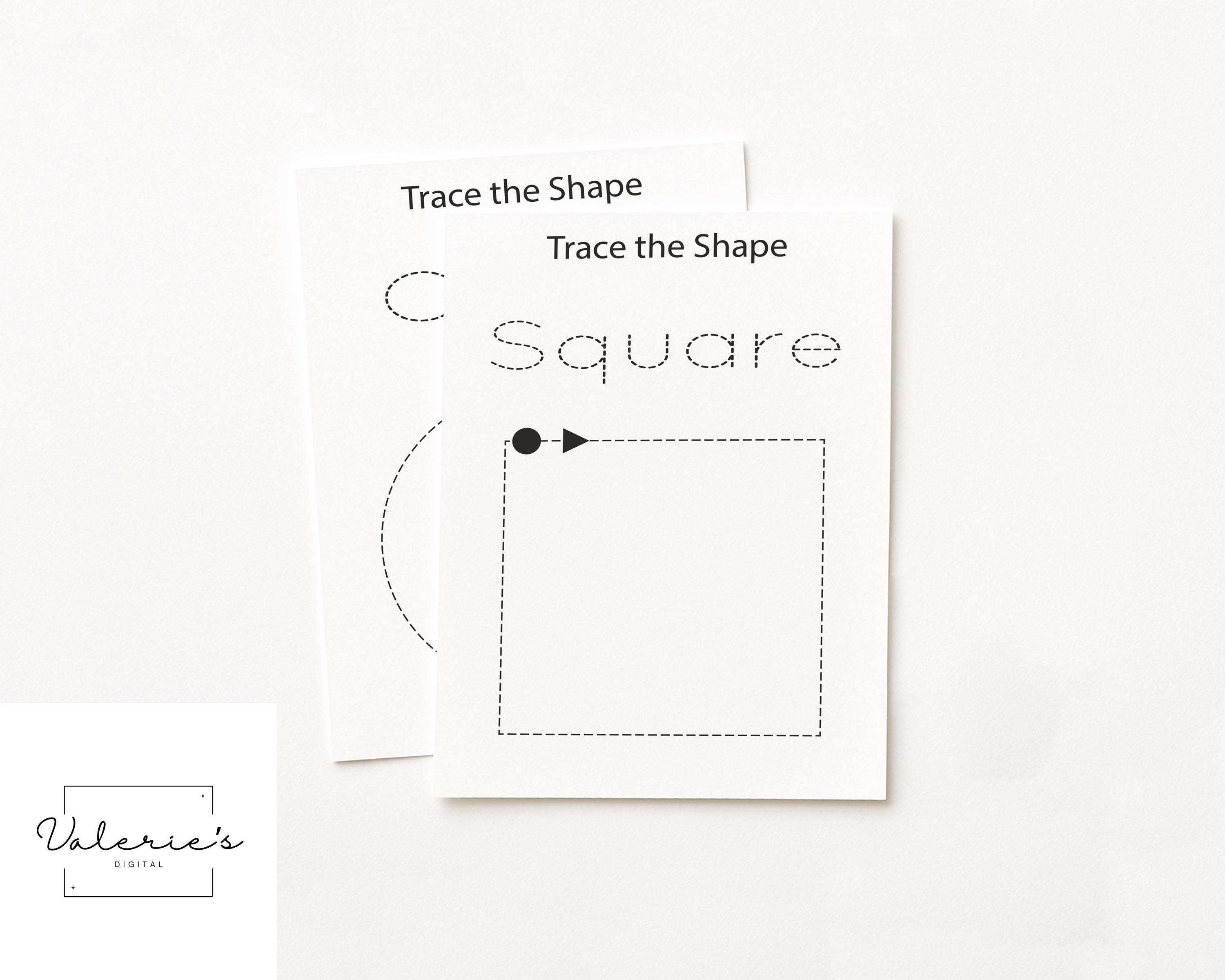 30 Printable Trace the Shape Worksheets, Preschool, Basic Shape ...