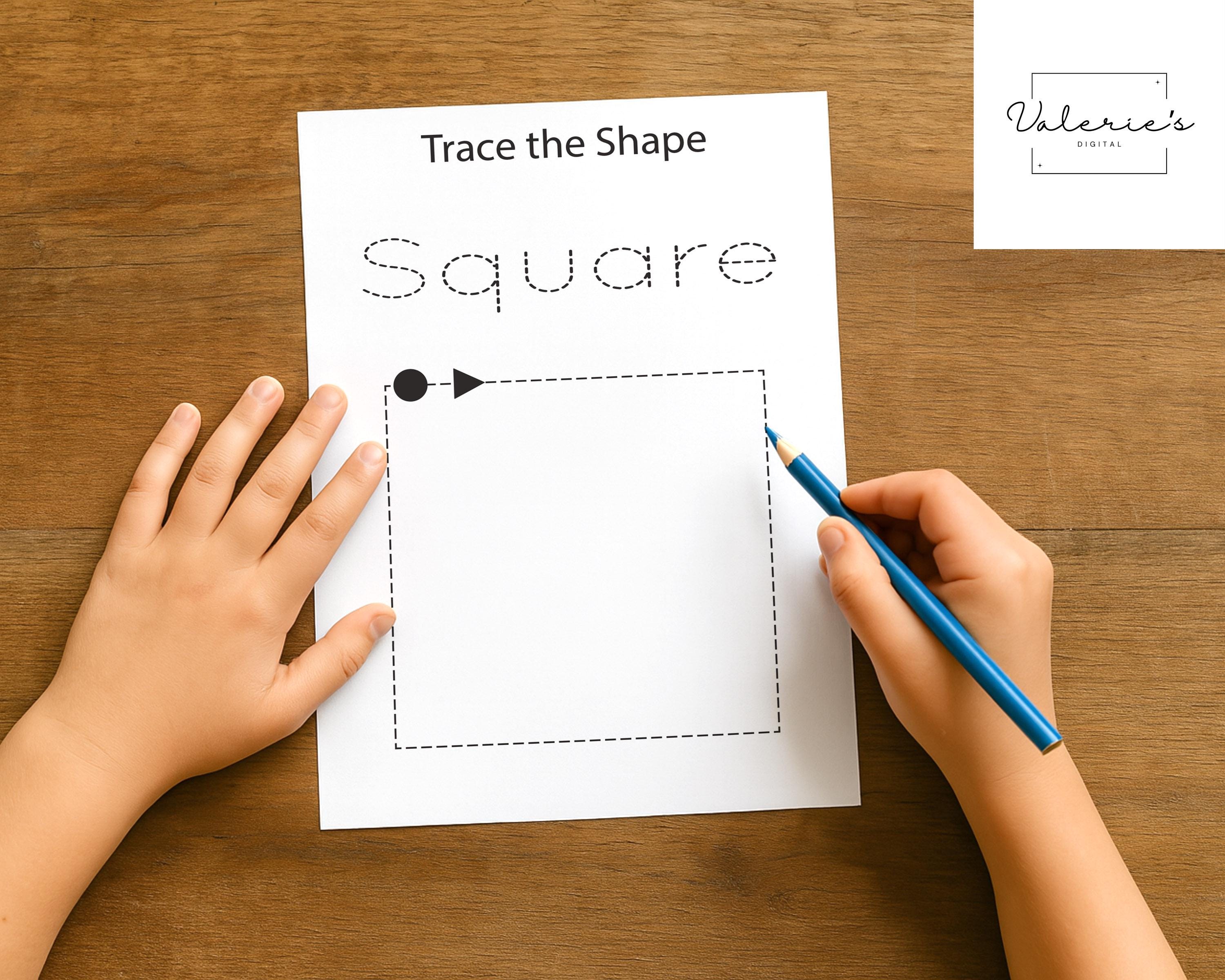 30 Printable Trace the Shape Worksheets, Preschool, Basic Shape ...