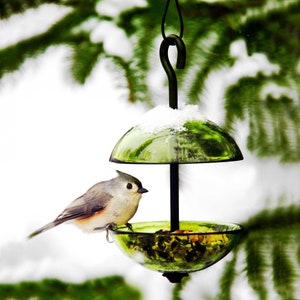 Double Poppy Bird Feeder – Elegant Hanging Bird Feeder, Small Garden Decor & Yard Accent for Songbirds and Unique Outdoor Gift for Her