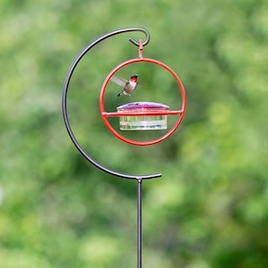 Bird Feeder Garden Stake – Curved Metal Stake Only, Modern Outdoor Garden Decor for Hanging Bird Feeder, Lanterns, or Trailing Plants