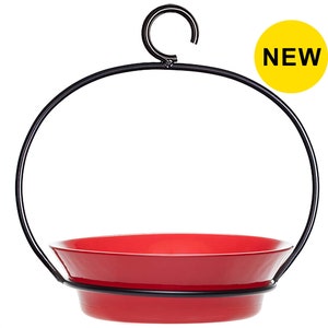 New color! The Cuban Hanging Feeder in Ruby Red against a white background.