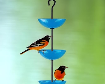 Triple Poppy Feeder | Glass Bird Feeder for Songbirds, Garden Yard Decor and Unique Gift for Her