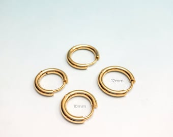 Gold 316L Surgical Steel Hinge Action Seamless Hoop Earrings, Hypoallergenic earrings for sensitive ears