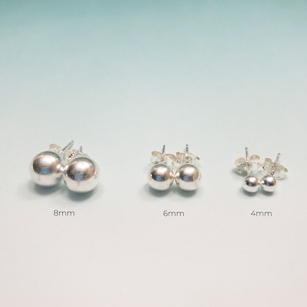 925 Sterling Silver Ball Studs / 4mm, 6mm, 8mm Stud / Simple Everyday Earrings / Classic Earrings / Minimalist