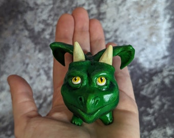 Round companion dragon, OOAK Handmade, mini polymer clay figure