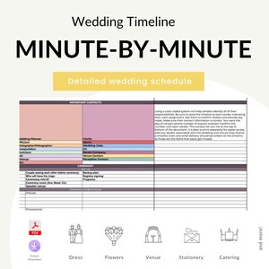 Wedding Day Itinerary Template, Wedding Day, Order of Events, Wedding Checklist, Instant Download, Wedding Day Timeline, Wedding Itinerary