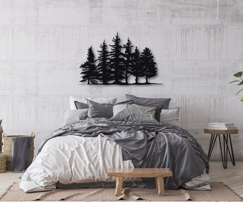 Forest Metal Wall Art Evergreen Trees Metal Wall Art Metal Etsy