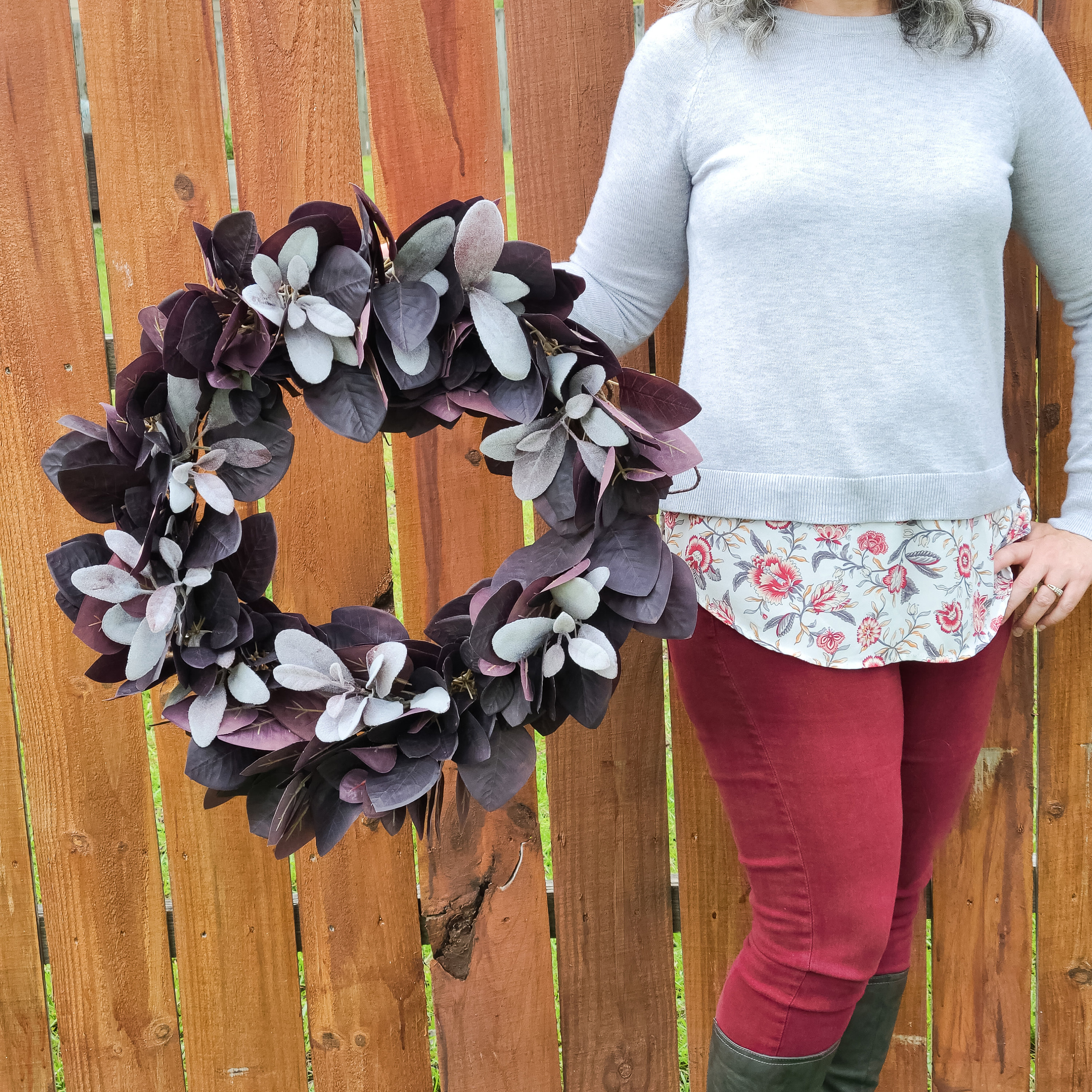 Moody Fall Wreaths for Front Porch With Eucalyptus and Lambs Ear, Dark ...
