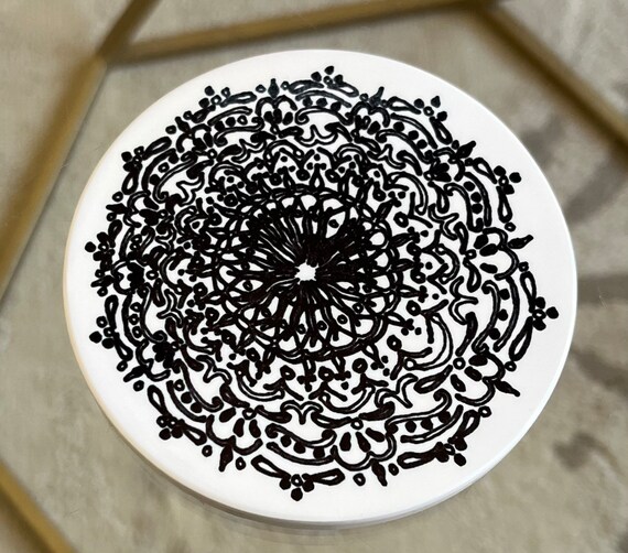 Ceramic Coaster With Hand Drawn Design. Zentangle Inspired Etsy
