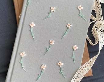 Write Daisy Embroidered Notebook, Photobook, Pure Beauty Personalized Travel Journal, Handmade Diary Gift for Her,