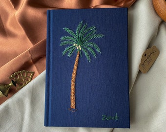 Hand Embroidery Palm Tree Embroidered Notebook, Writing Gift, Personalized notebook sketchbook, back to school, Travelers Gift for him & her