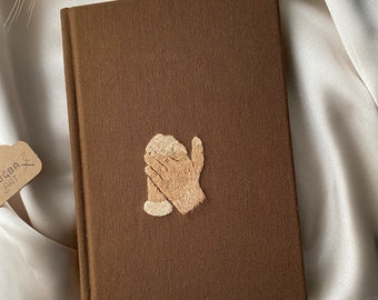 Embroidered Hands Linen Notebook: Personalized Journal, Wedding Guest Book