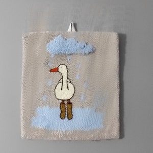 Duck wallboard, Handmade Punch Needle,Gift for New home, Good Vibes home, accessories for woman,Rug mug, bird wallboard, embroiderey punch, image 7