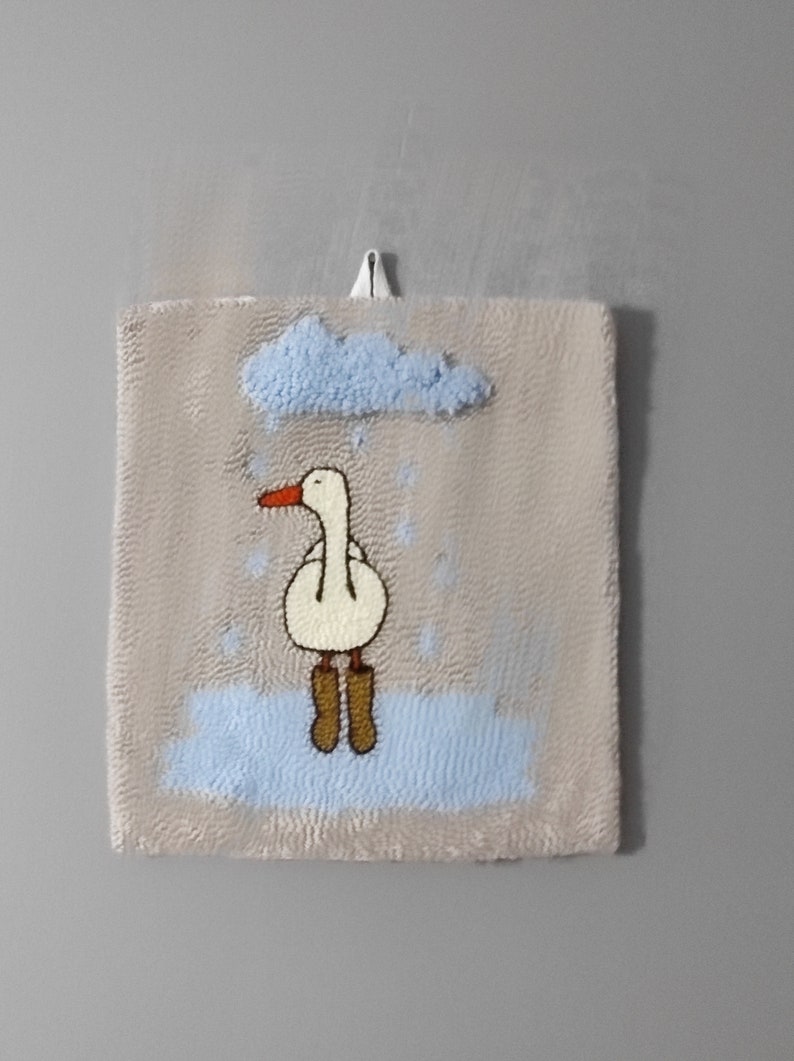 Duck wallboard, Handmade Punch Needle,Gift for New home, Good Vibes home, accessories for woman,Rug mug, bird wallboard, embroiderey punch, image 7