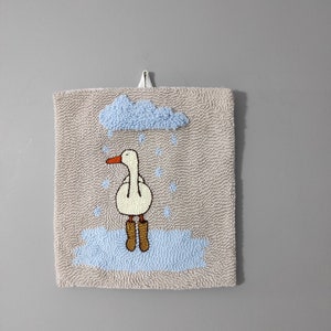 Duck wallboard, Handmade Punch Needle,Gift for New home, Good Vibes home, accessories for woman,Rug mug, bird wallboard, embroiderey punch, image 9