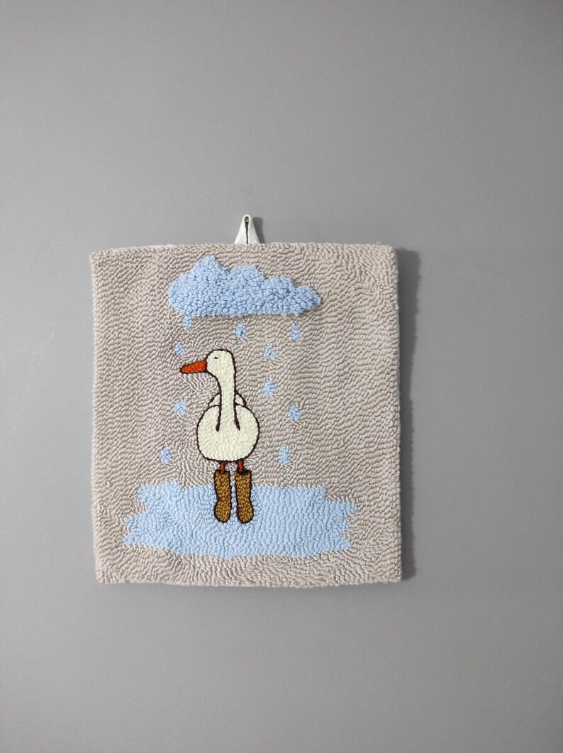 Duck wallboard, Handmade Punch Needle,Gift for New home, Good Vibes home, accessories for woman,Rug mug, bird wallboard, embroiderey punch, image 9