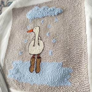 Duck wallboard, Handmade Punch Needle,Gift for New home, Good Vibes home, accessories for woman,Rug mug, bird wallboard, embroiderey punch, image 5