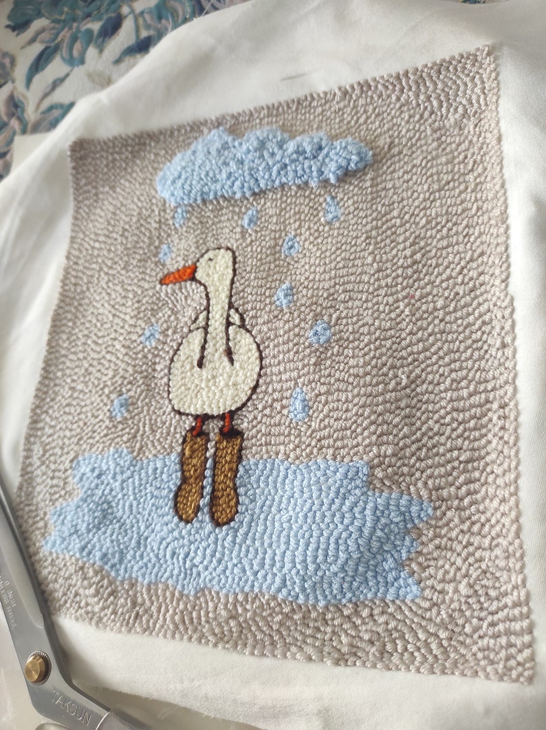 Duck wallboard, Handmade Punch Needle,Gift for New home, Good Vibes home, accessories for woman,Rug mug, bird wallboard, embroiderey punch, image 5