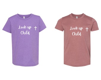 Look Up Child Youth T-shirt  *White Glitter Design*