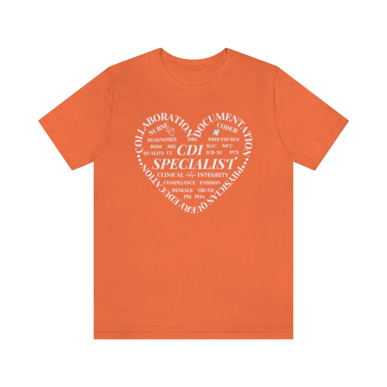 CDI Specialist Heart Shirt, CDI, Nursing, Coding, Coder Shirt, Nurse ...