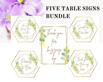 Bee Baby Shower Party Theme Table Signs Printable.