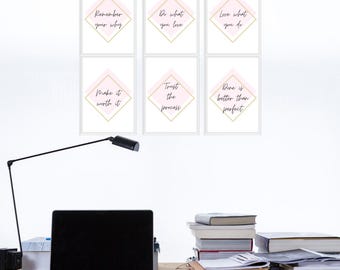 Set of 6 Motivational Wall Art Prints | Classic Feminine Quote Decor | Printable Digital Download