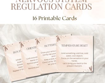 Tarjetas para la regulación del sistema nervioso / Ejercicios somáticos para aliviar la ansiedad / Tarjetas para relajarse y desconectar / Descarga digital en PDF y PNG (imprimible)