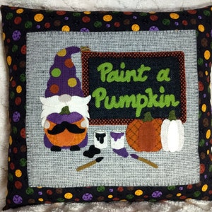 Gitzo the Gnome Paint a Pumpkin / Fall & Halloween Wool Applique - DIGITAL PATTERN