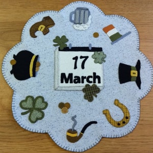 St Patrick&#39;s Day Wolle Applikationen Mat - DIGITALES MUSTER