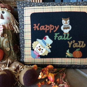 Happy Fall Y&#39;all Kissen / Wolle Applikation - DIGITALES MUSTER