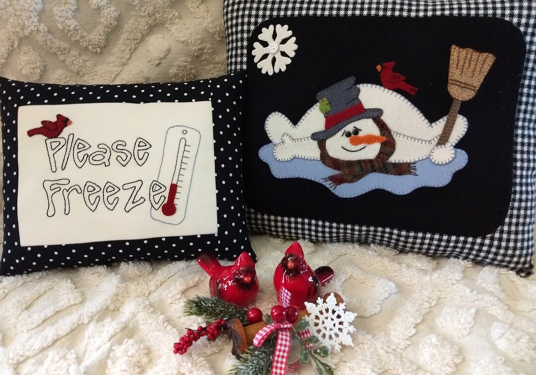 Snowman - Please Freeze Wool Applique Pillows - DIGITAL PATTERN - Etsy