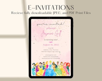 Prinzessin Einladung, Prinzessin GeburtstagSeinladung, Prinzessinnenparty, Geburtstagsparty, Mädchengeburtstagseinladung
