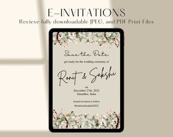 Save the Date, Digital Invitation Template, Mobile Invitation, e-invite Phone Invitations, Punjabi Wedding Text Message Invite