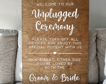 Unplugged Ceremony & Pick a Seat Duo Sign | Rustic Wood Wedding Decor | Custom | Choose a Seat