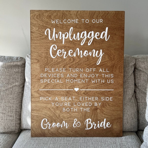 Unplugged Ceremony & Pick a Seat Duo Sign | Rustic Wood Wedding Decor | Custom | Choose a Seat