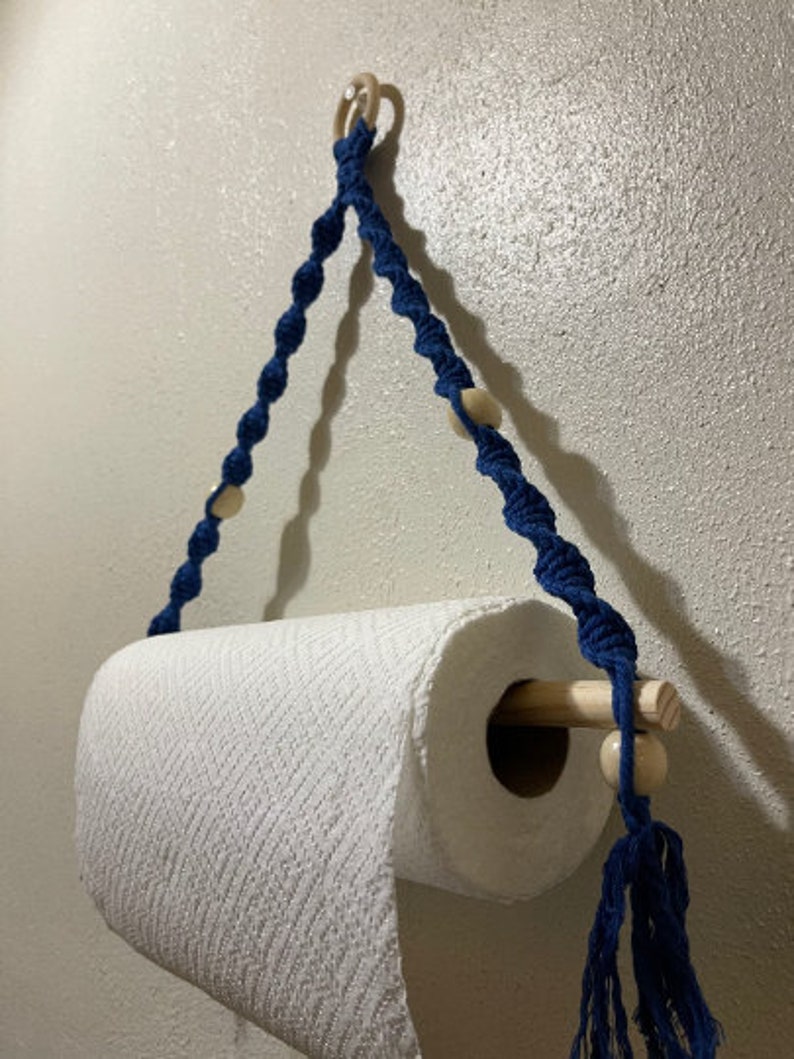 Macrame Paper Towel Holder Kitchenware Macrame Handmade Hanger Etsy