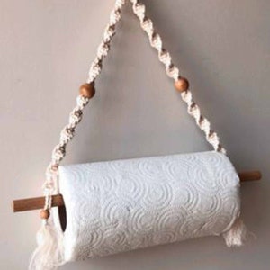 Macrame Paper Towel Holder Kitchenware Macrame Handmade Hanger Towel Holder Hand Made