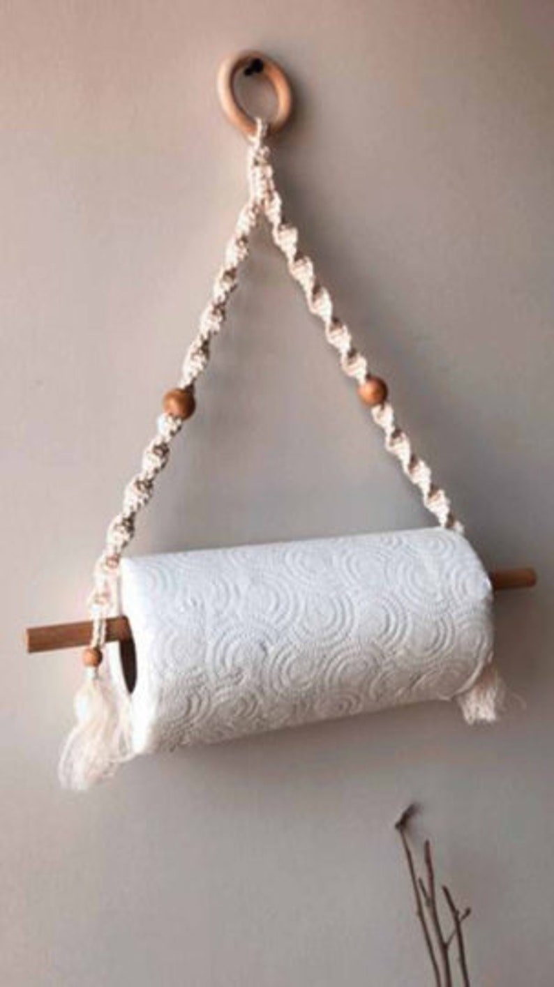 Macrame Paper Towel Holder Kitchenware Macrame Handmade Hanger Etsy