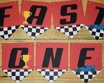 Race Car Birthday Banner | Racing Birthday Banner | Fast One Birthday | Two Fast Birthday Banner | Race Car Party Banner
