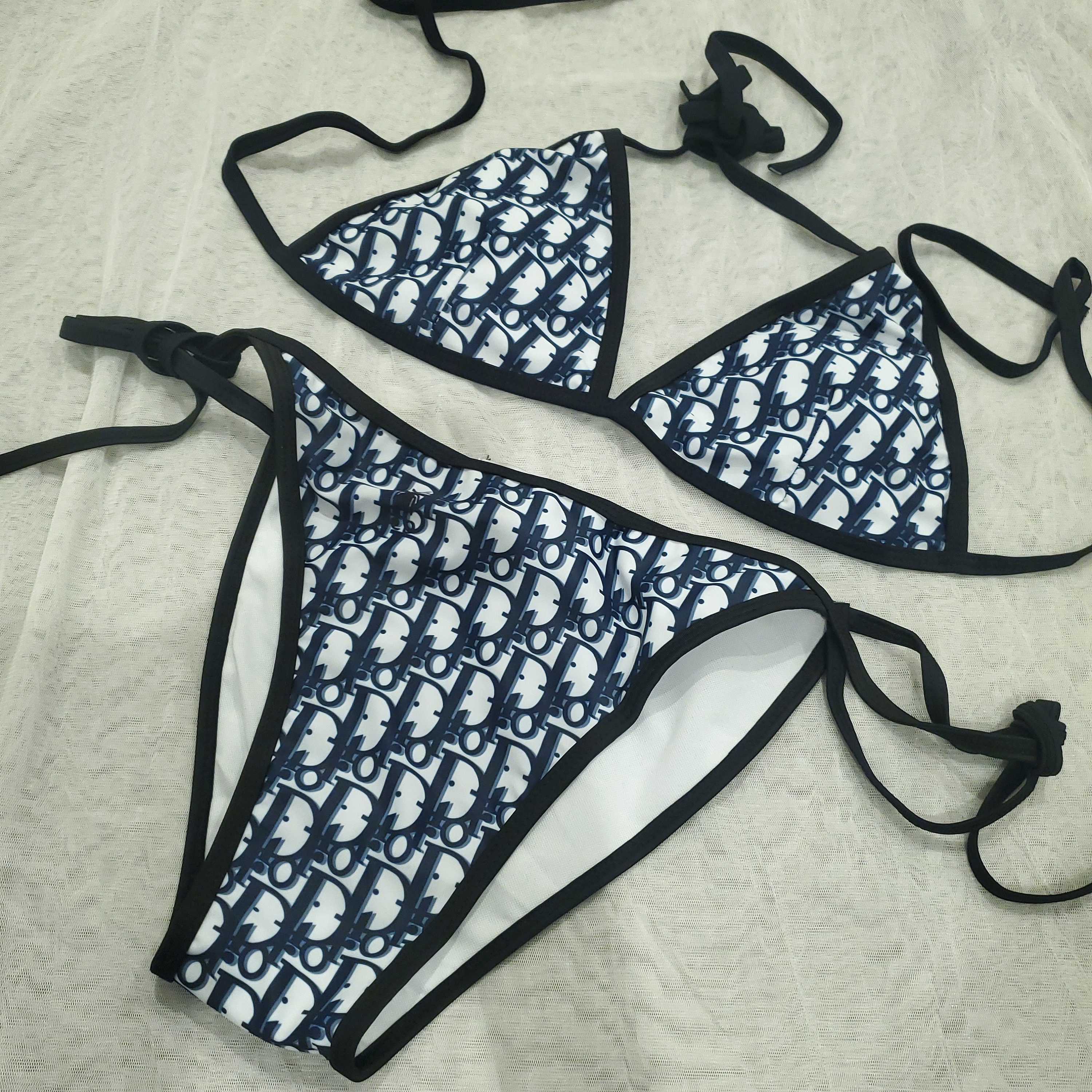 Christian Dior swimsuit bikini in size M monogram Brown Light