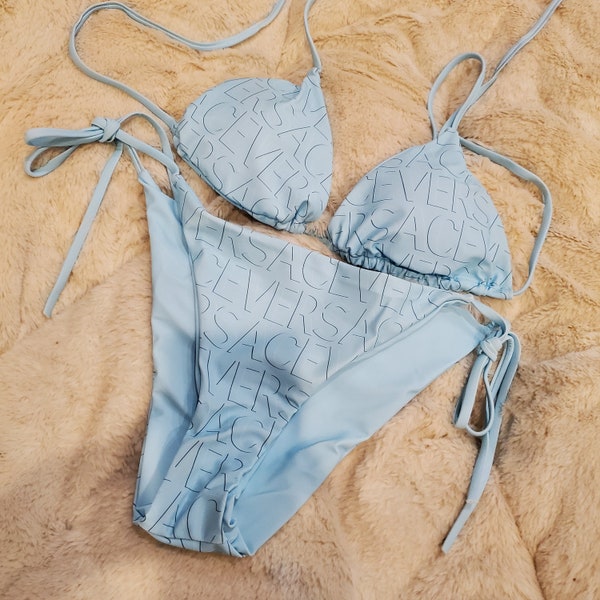 Swimsuit Bikini Set Versace Bathingsuit blue