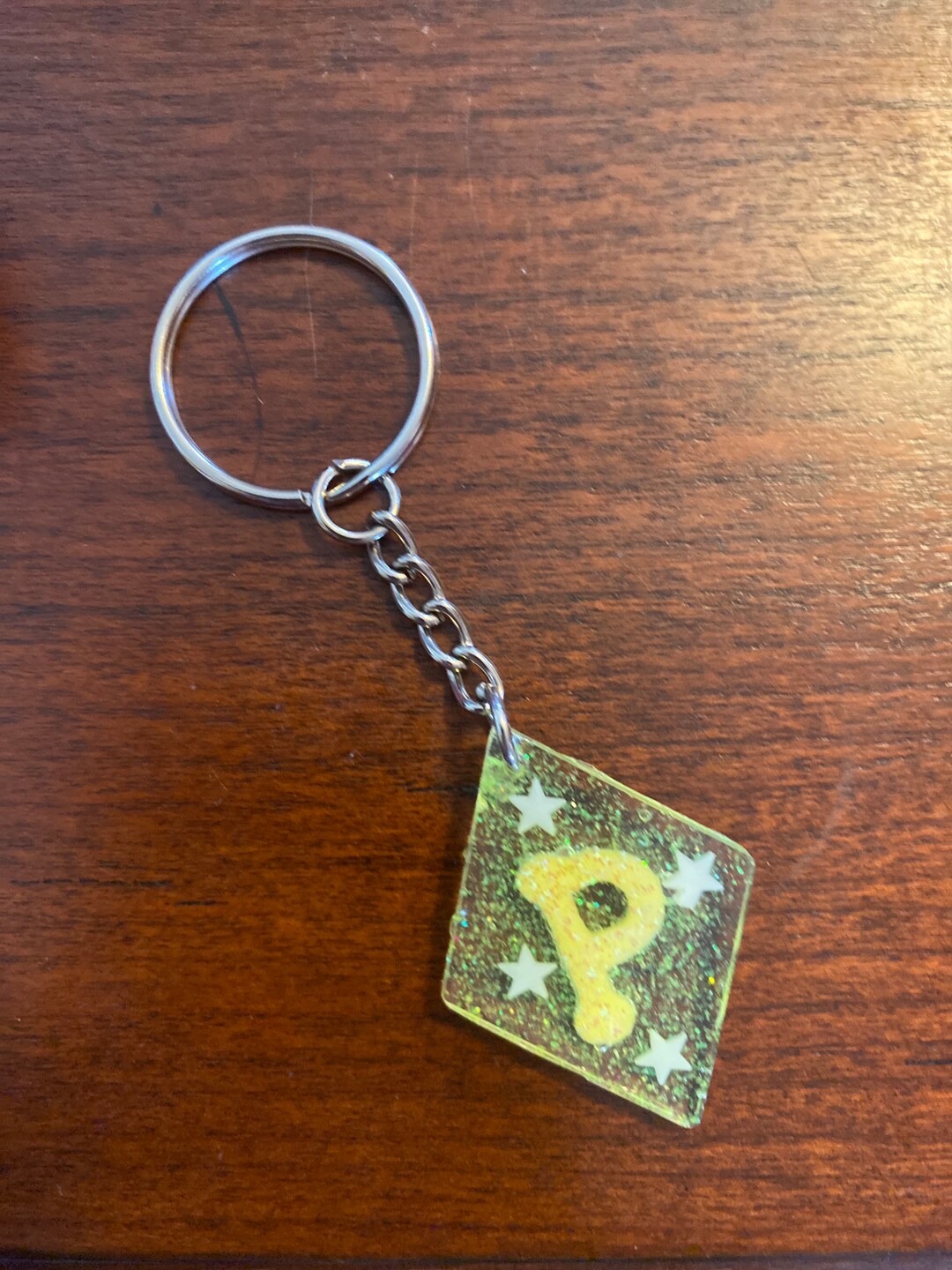 Diamond Shape Letter P UV Resin Keychain - Etsy