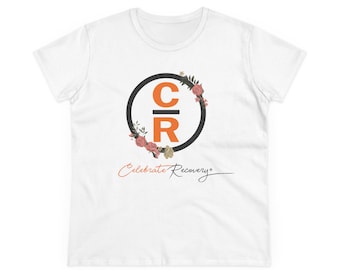 Women's T-Shirt, Floral Celebrate Recovery Tee, Inspirational Graphic Tee, Recovery Support Shirt, Sobriety Gift for Her, Encouragement