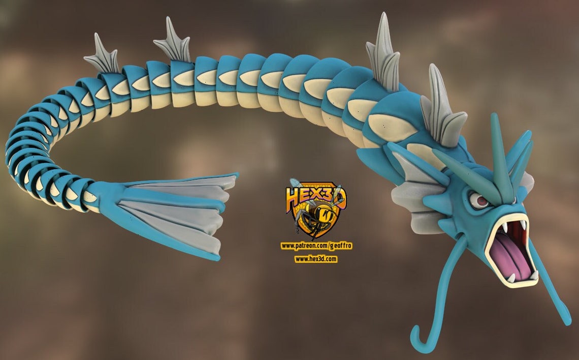 Articulated Gyarados 3D Printed Designed by Hex3d Etsy