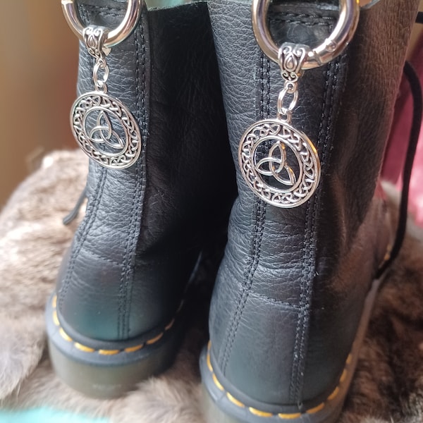 Trinity Knot Celtic Doc Marten Boot Charms, pentagram shoe jewelry combat grunge Irish Moon Goddess Triquetra, wiccan pagan claddagh set 2